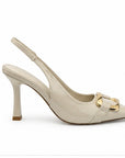 Zapatillas slingback con detalle dorado — Marfil