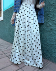 FALDA MAXI DE LUNARES CON VOLUMEN
