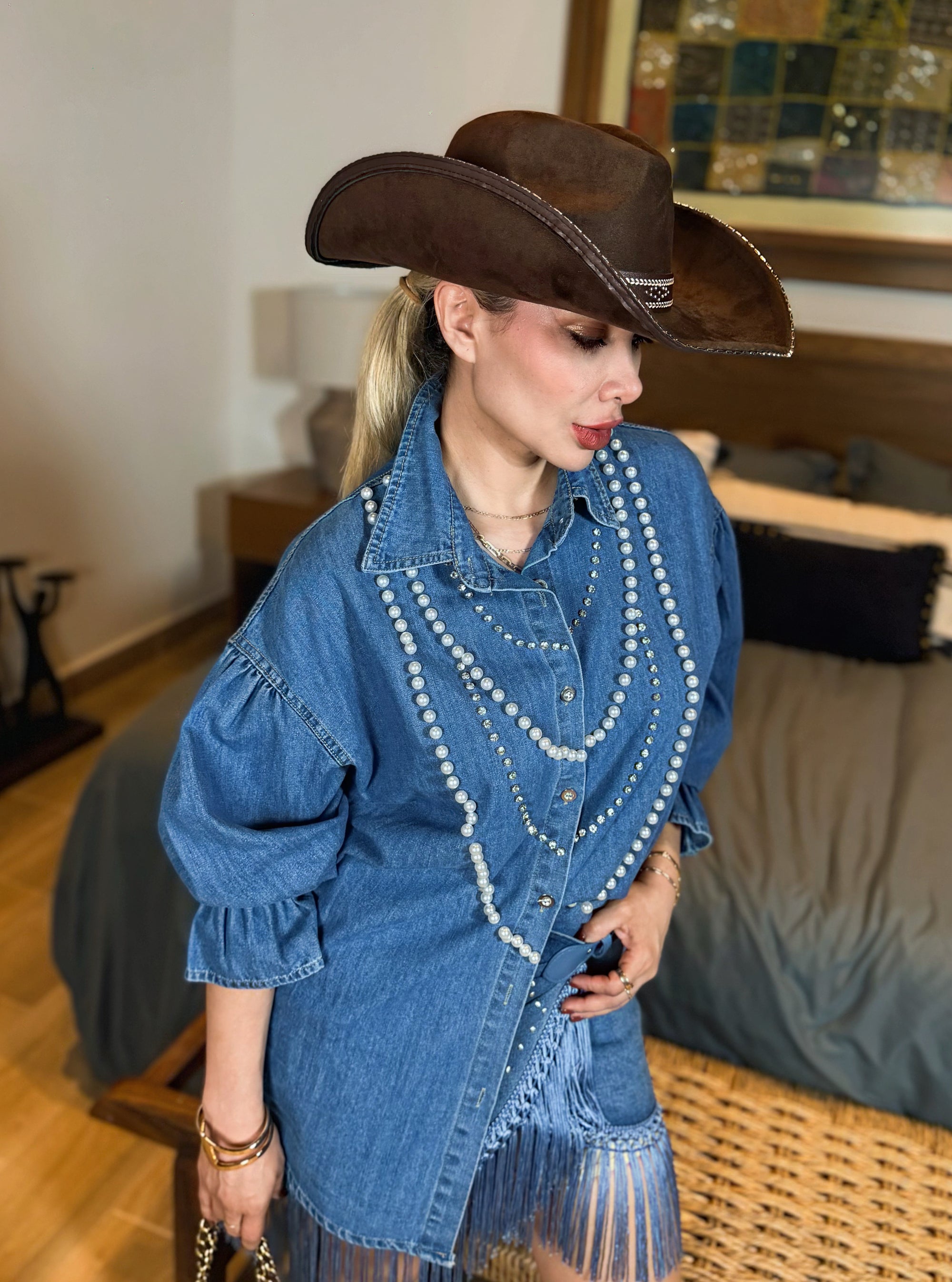 BLUSA DENIM PERLA