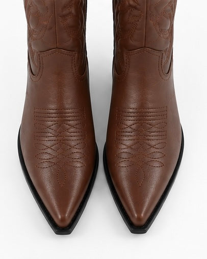 Bota Western Bordada — Café/Negra