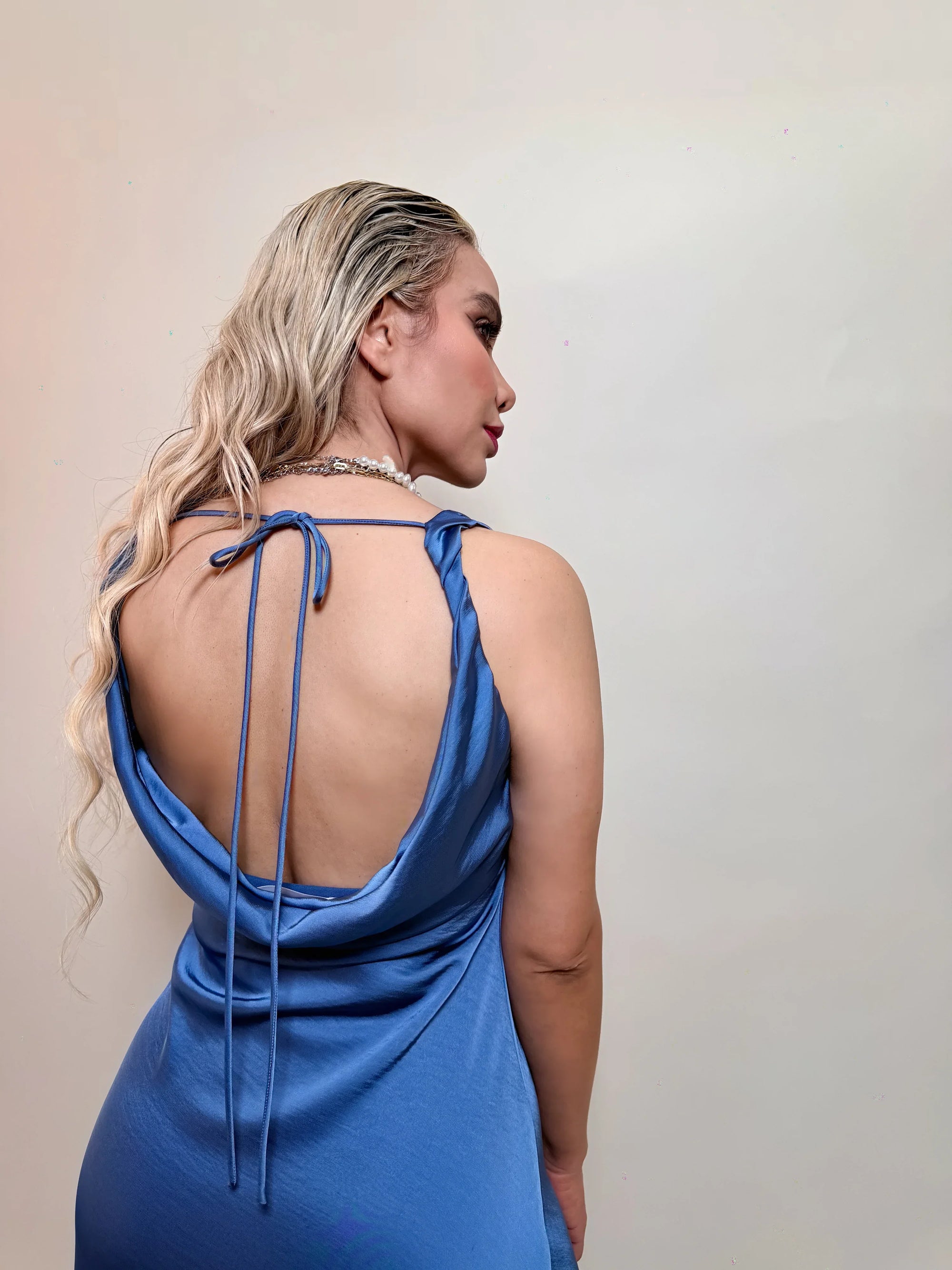 VESTIDO SATÉN BLUE