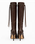 Botas altas de piel efecto cuero — Café