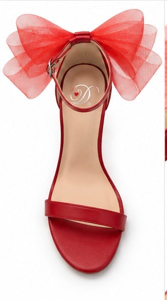 Zapatillas de tacón con lazo de organza — Negro