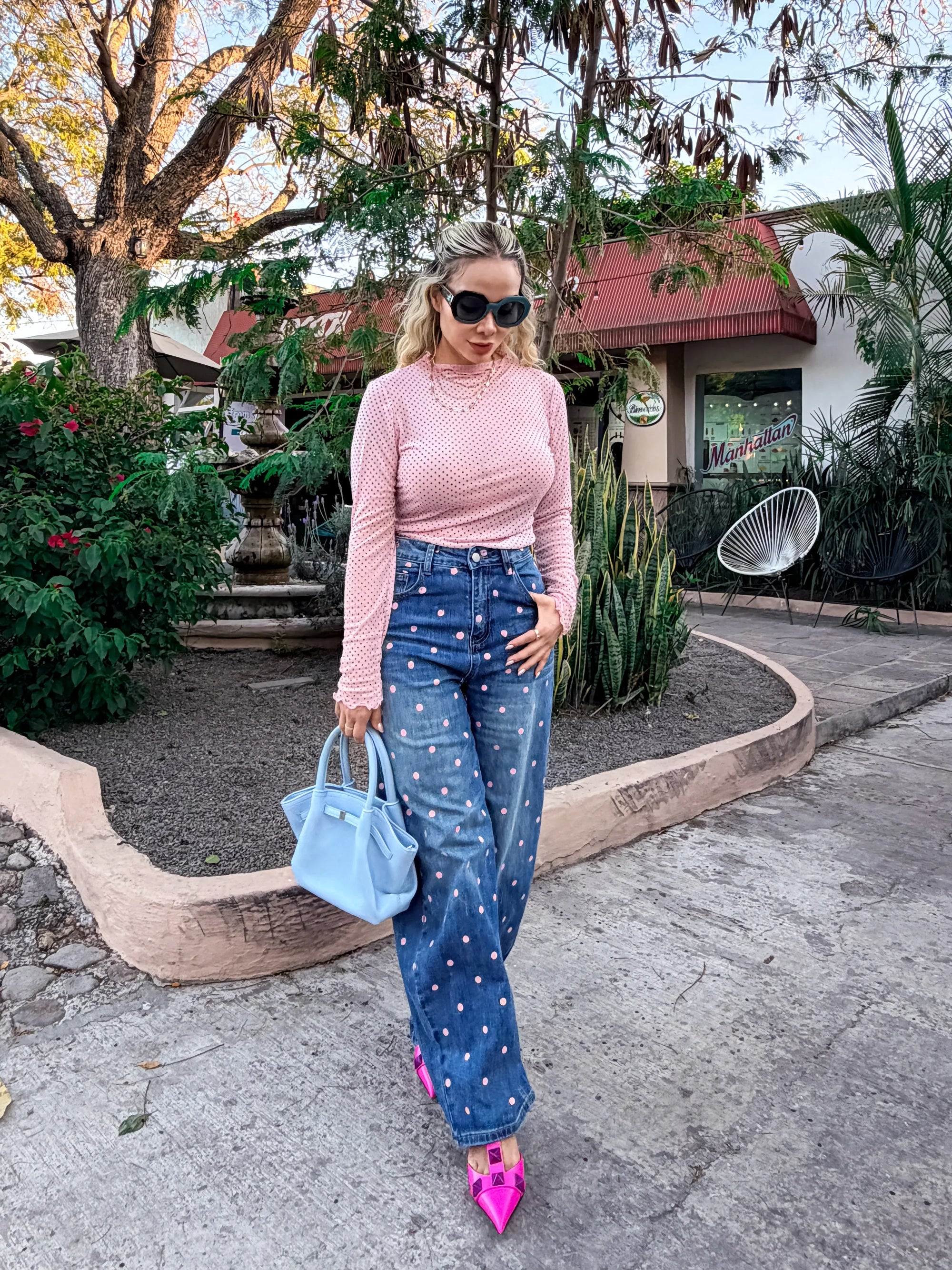 PANTALÓN DENIM DE LUNARES