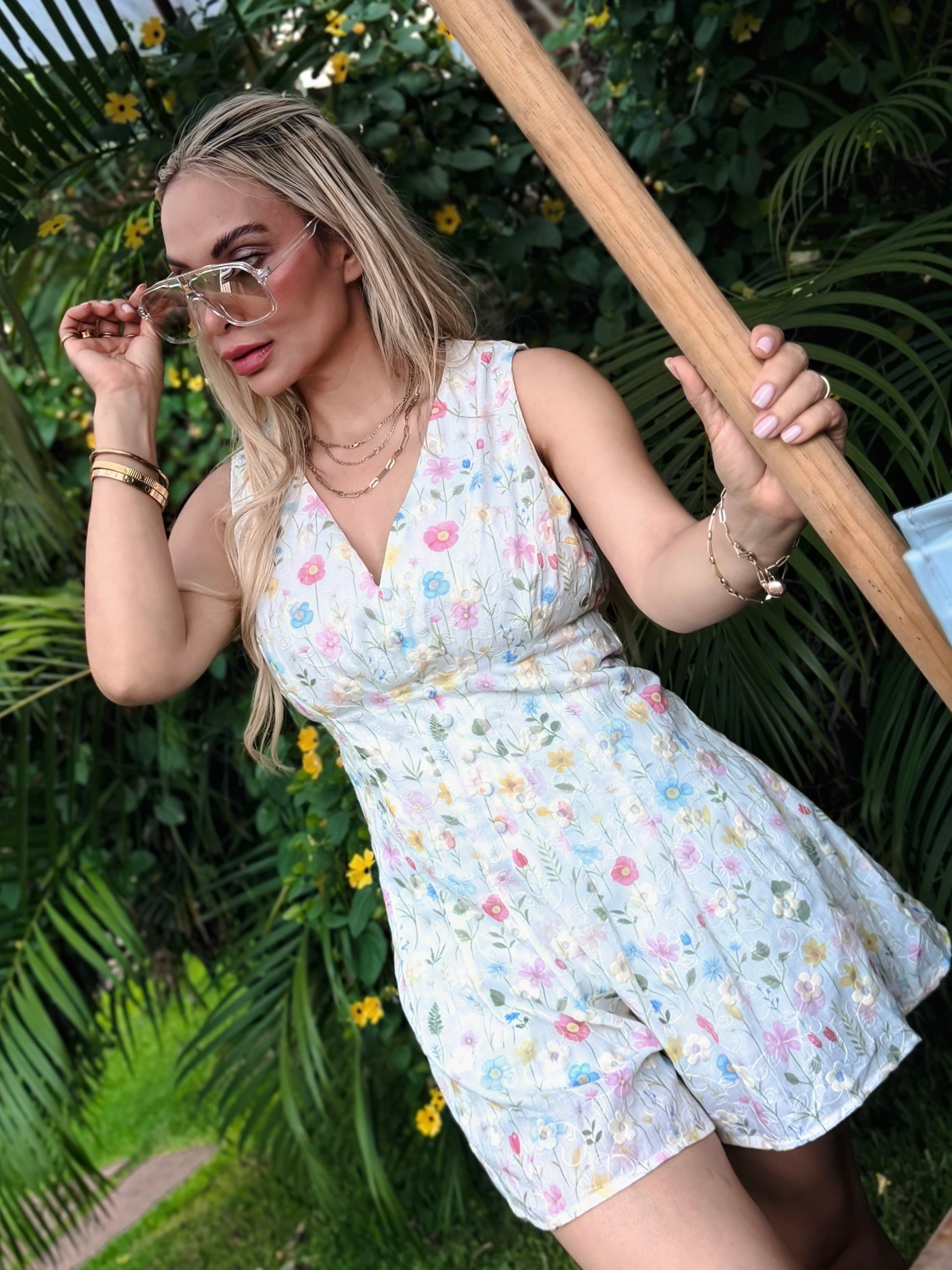 ROMPER FLORAL CELESTE