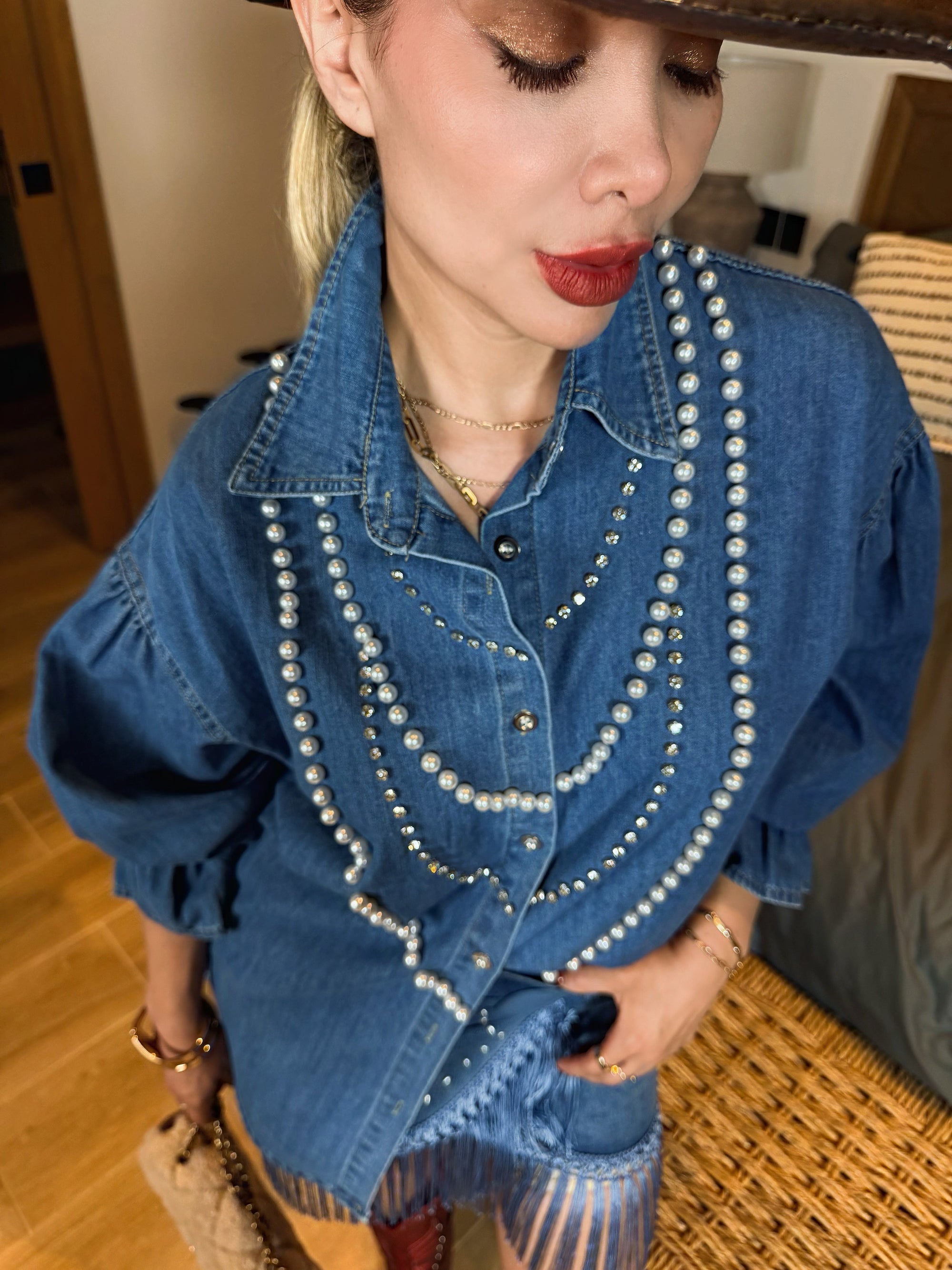 BLUSA DENIM PERLA