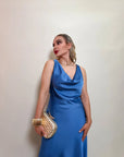 VESTIDO SATÉN BLUE