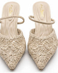 Zapatillas Mules Encaje — Marfil