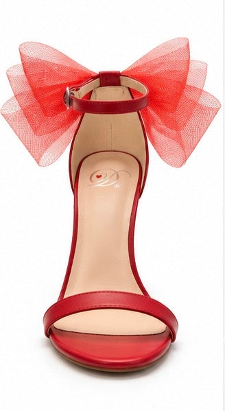 Zapatillas de tacón con lazo de organza — Negro
