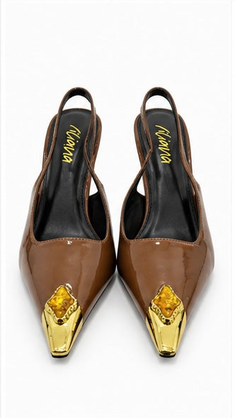 Zapatilla Slingback Punta Metálica