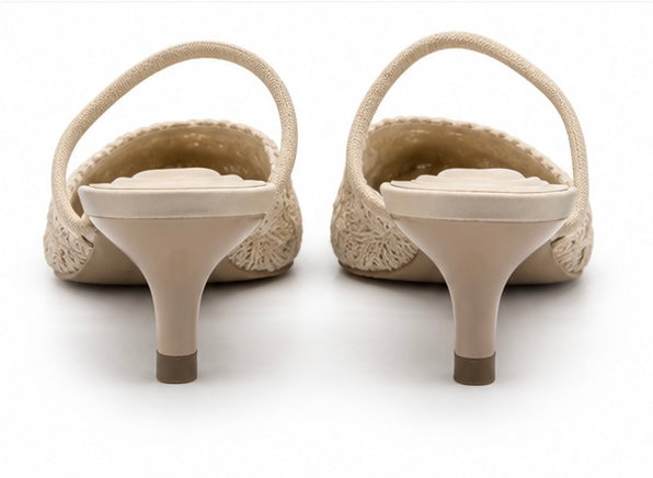 Zapatillas Mules Encaje — Marfil