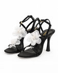 Zapatillas de malla con flores — Negro