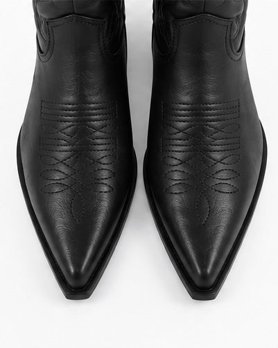 Bota Western Bordada — Café/Negra