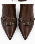 Botas altas de piel efecto cuero — Café