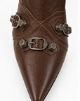 Botas altas de piel efecto cuero — Café