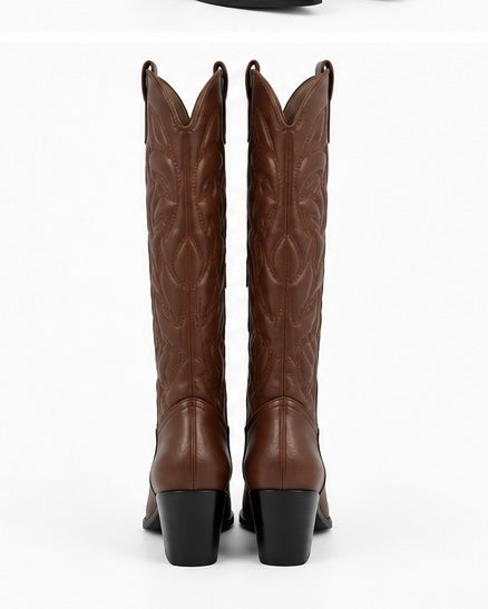 Bota Western Bordada — Café/Negra