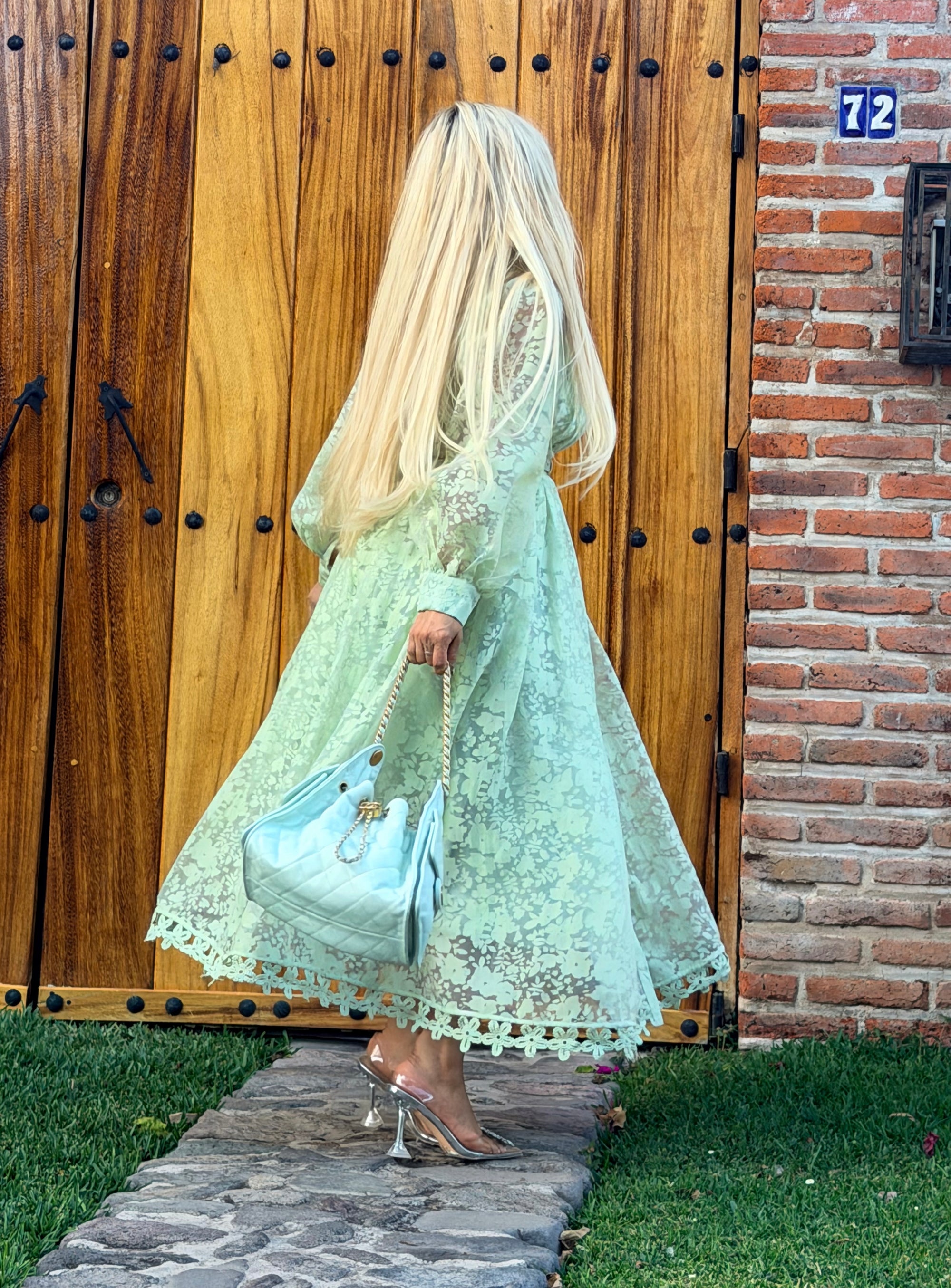 VESTIDO VERDE CELESTE