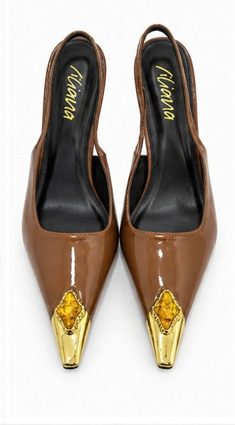 Zapatilla Slingback Punta Metálica
