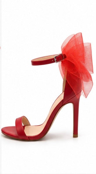 Zapatillas de tacón con lazo de organza — Negro