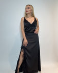 VESTIDO LENCERO SATINADO CON ENCAJE