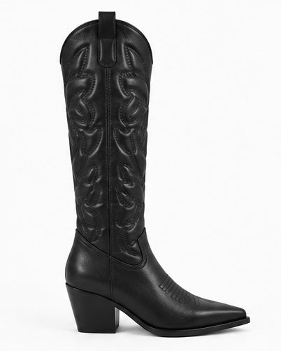 Bota Western Bordada — Café/Negra