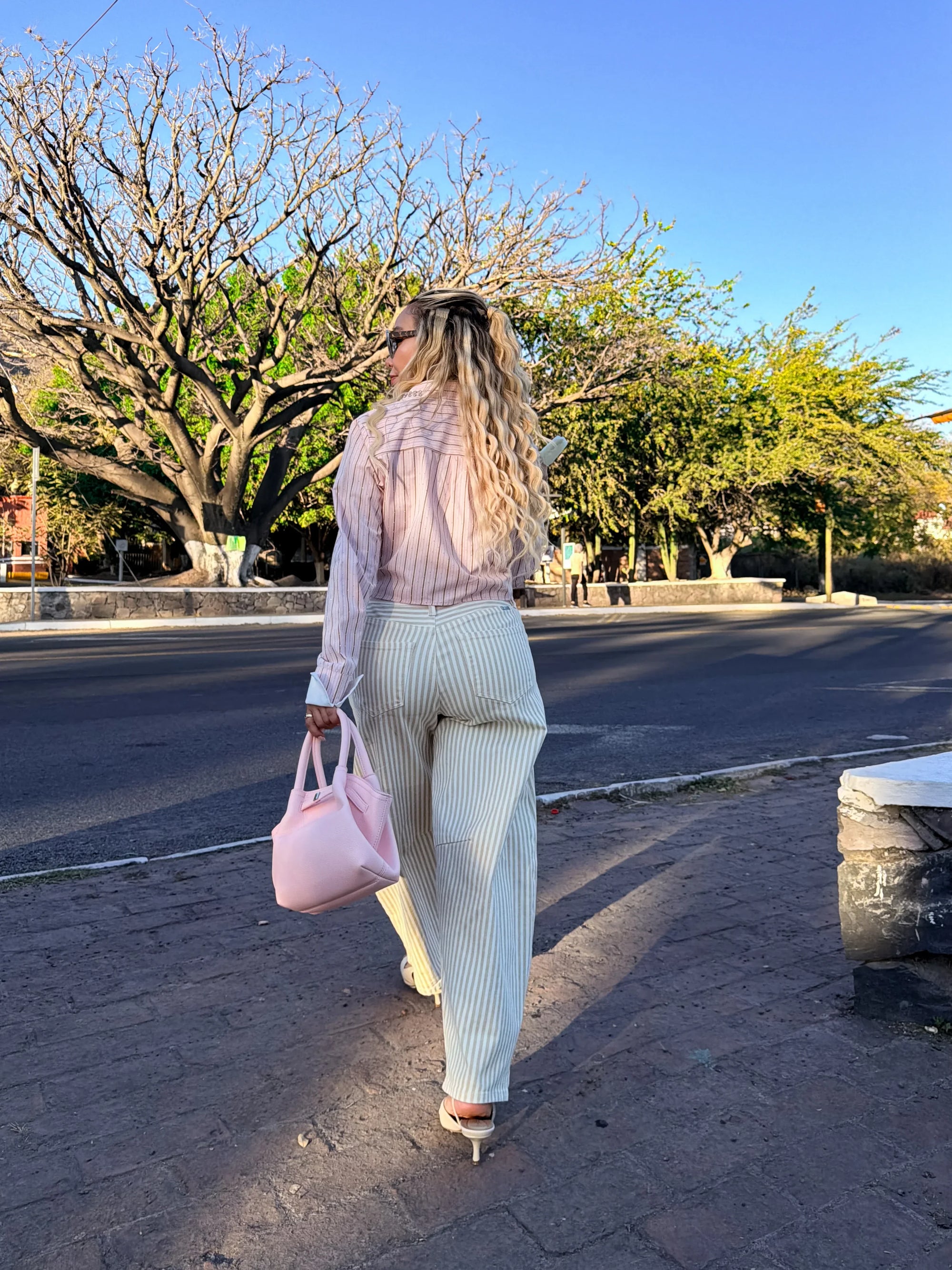 PANTALÓN BARREL DE RAYAS