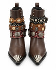 Botas western con aplicaciones — Café
