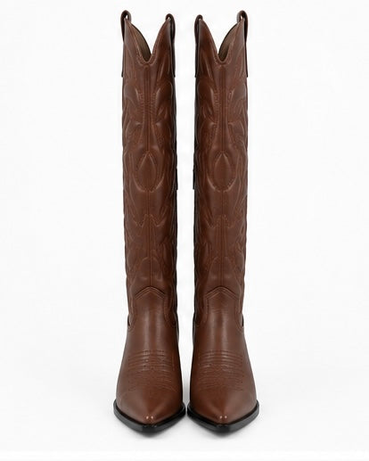 Bota Western Bordada — Café/Negra