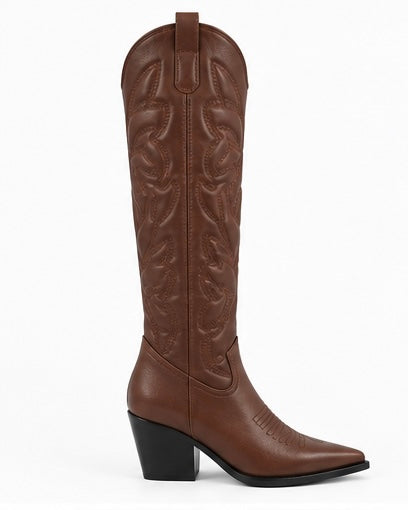 Bota Western Bordada — Café/Negra