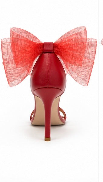 Zapatillas de tacón con lazo de organza — Negro