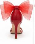Zapatillas de tacón con lazo de organza — Negro