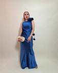 VESTIDO SATÉN BLUE BLOOM