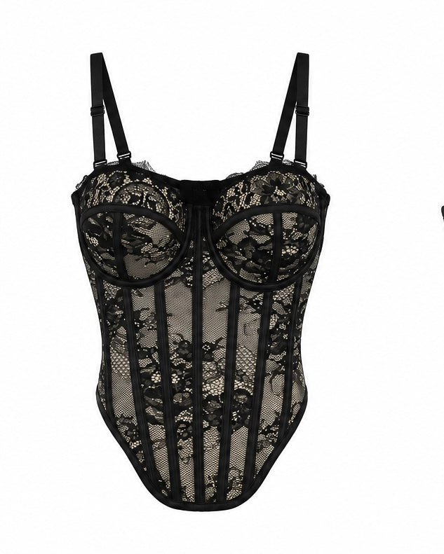 Corset Encaje — Negro