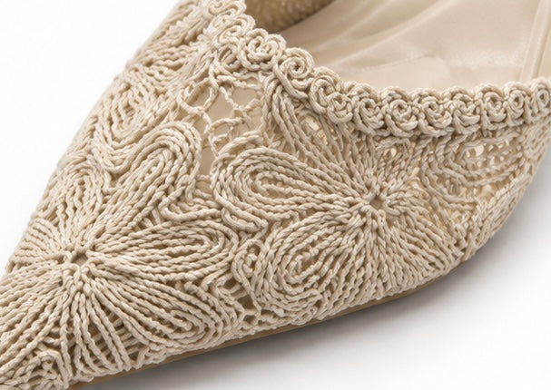 Zapatillas Mules Encaje — Marfil