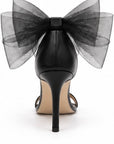 Zapatillas de tacón con lazo de organza — Negro