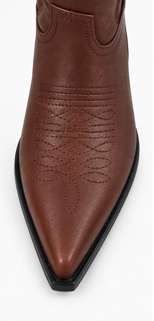 Bota Western Bordada — Café/Negra