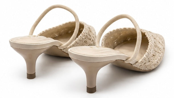 Zapatillas Mules Encaje — Marfil