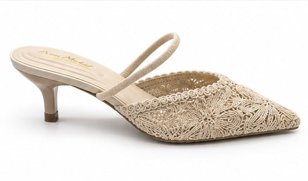 Zapatillas Mules Encaje — Marfil