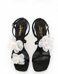 Zapatillas de malla con flores — Negro