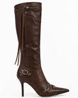 Botas altas de piel efecto cuero — Café