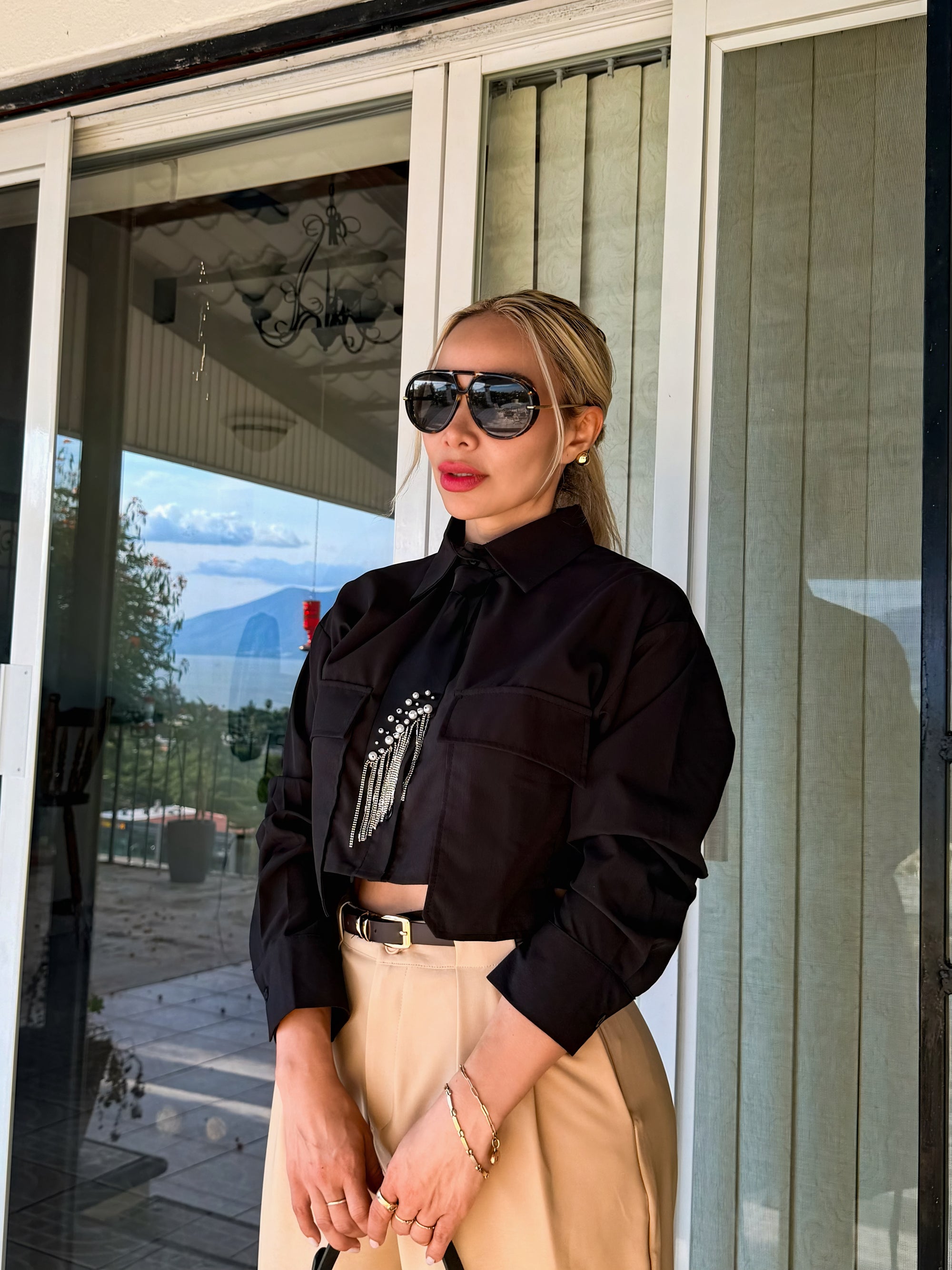 CAMISERA CROPPET BLACK