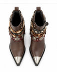 Botas western con aplicaciones — Café