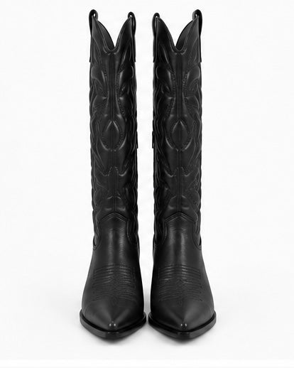Bota Western Bordada — Café/Negra